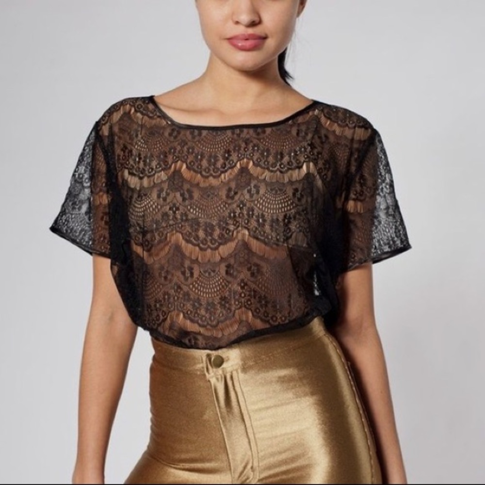 American Apparel Black Lace Top XS/S